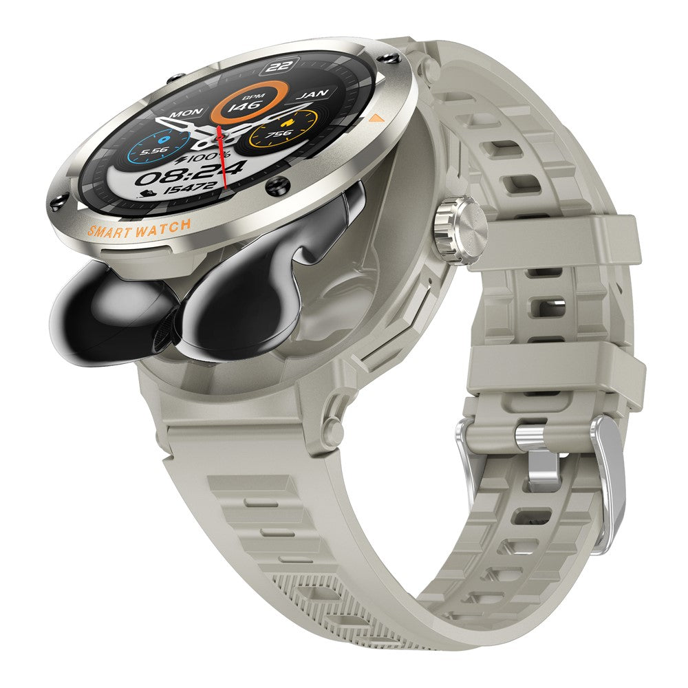 D13 Silicone Strap Smart Watch with Bluetooth-Compatible Earbuds 2 in 1 Fitness Tracker Touchscreen Smartwatch