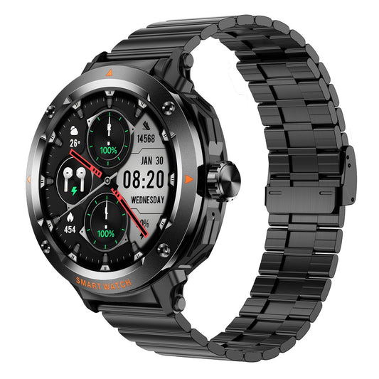 D13 Steel Strap Smart Watch with Bluetooth-Compatible Earbuds 2 in 1 Fitness Tracker Touchscreen Smartwatch