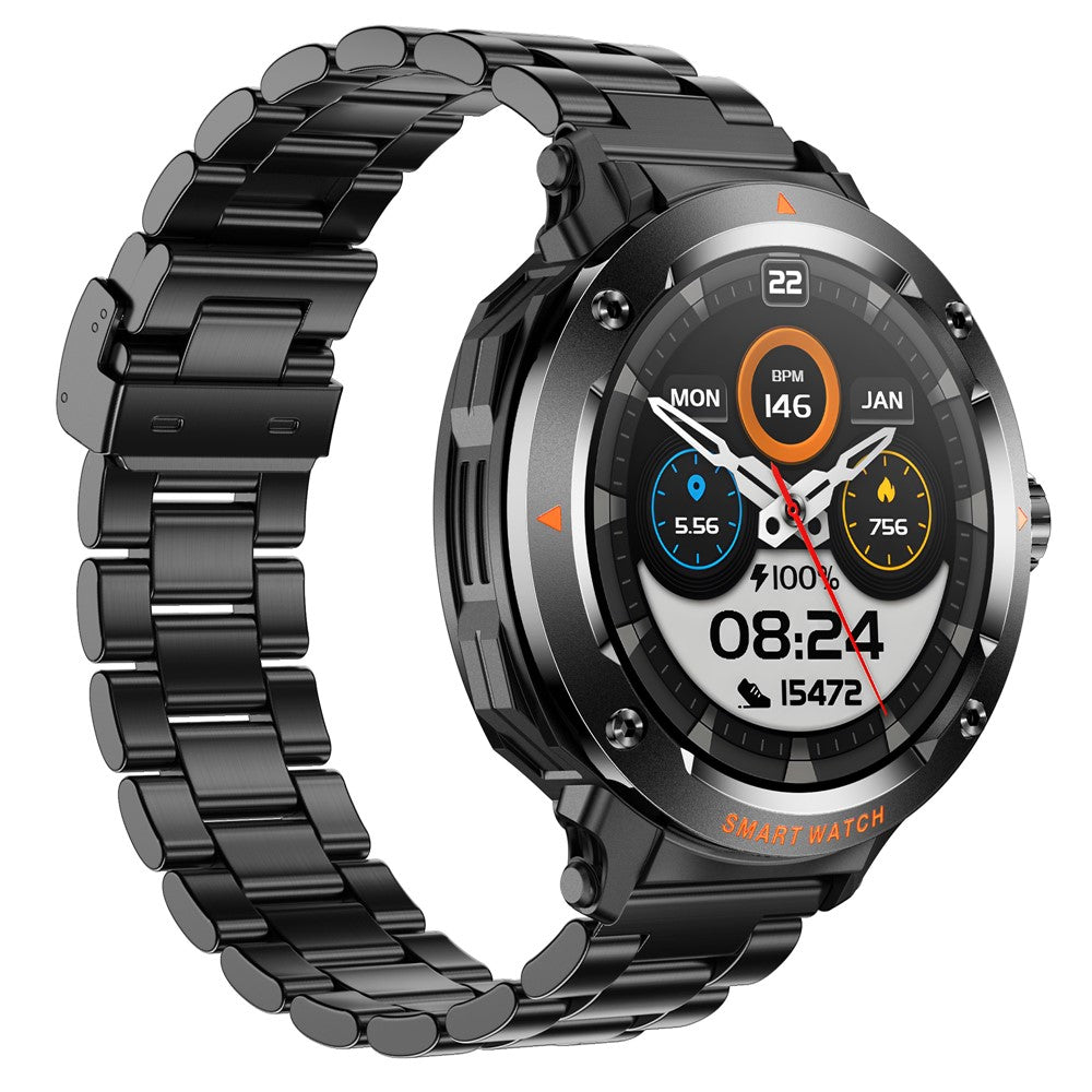 D13 Steel Strap Smart Watch with Bluetooth-Compatible Earbuds 2 in 1 Fitness Tracker Touchscreen Smartwatch