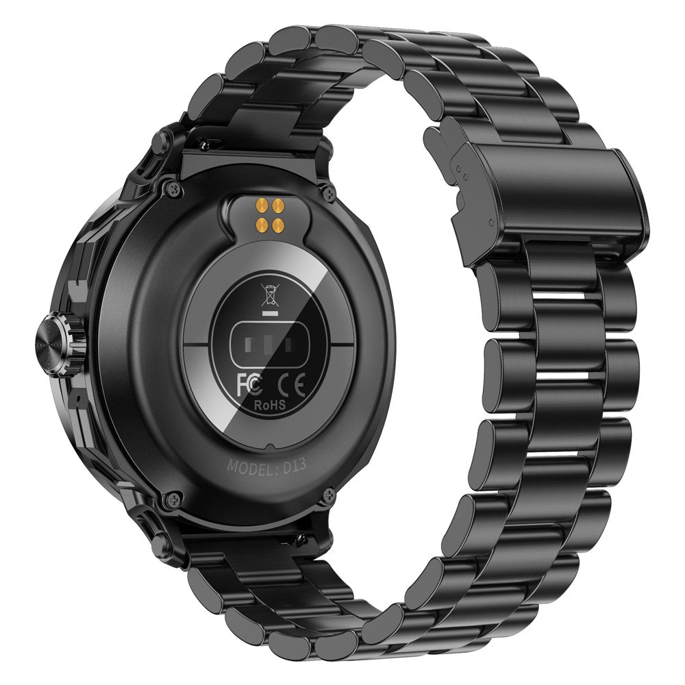 D13 Steel Strap Smart Watch with Bluetooth-Compatible Earbuds 2 in 1 Fitness Tracker Touchscreen Smartwatch