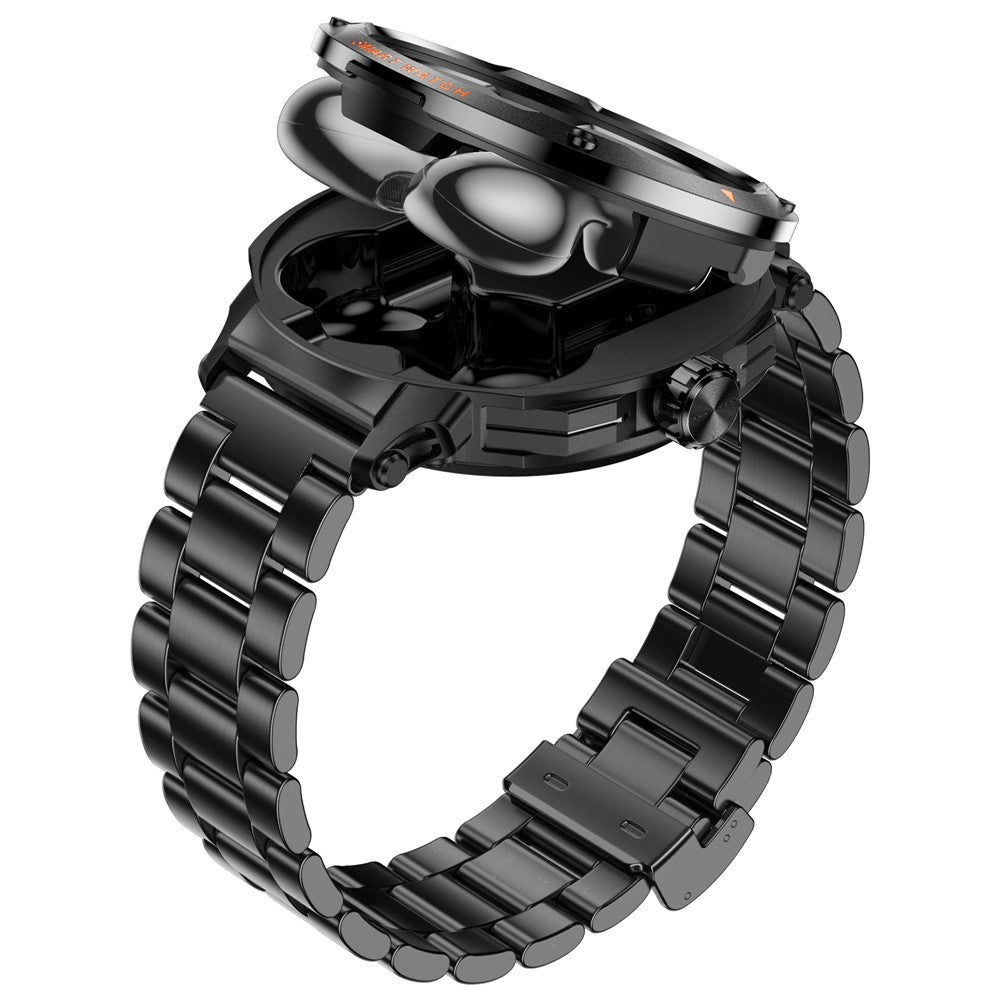 D13 Steel Strap Smart Watch with Bluetooth-Compatible Earbuds 2 in 1 Fitness Tracker Touchscreen Smartwatch