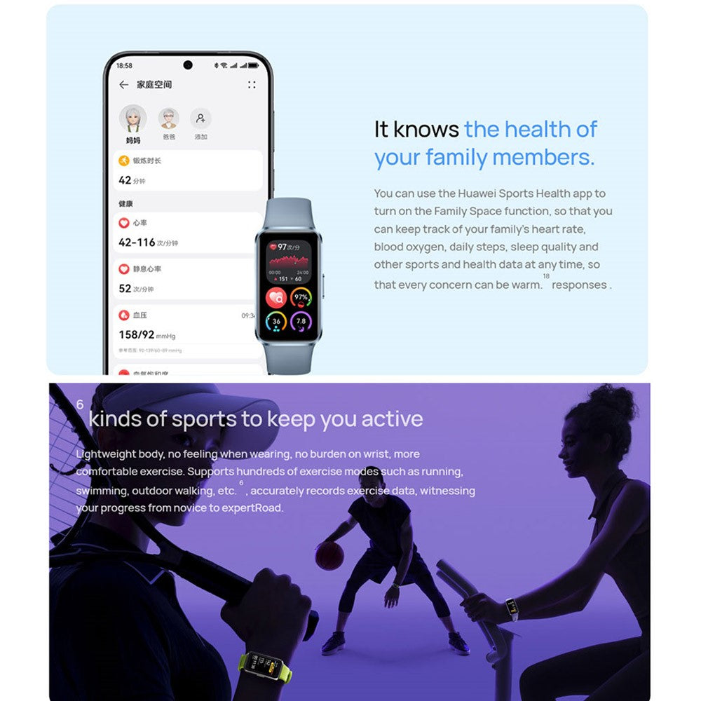 HUAWEI Band 10 1.47 Inch AMOLED Smart Bracelet Fitness Tracker Aluminum Alloy Case Health Monitoring Smart Wristband