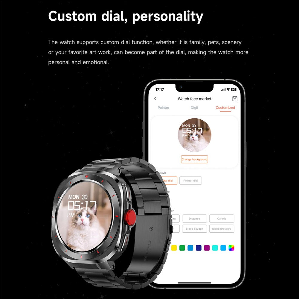GE33 1.39 Inch Smart Watch Bluetooth-Compatible Call Health Monitor Sports Tracker Wrist Watch