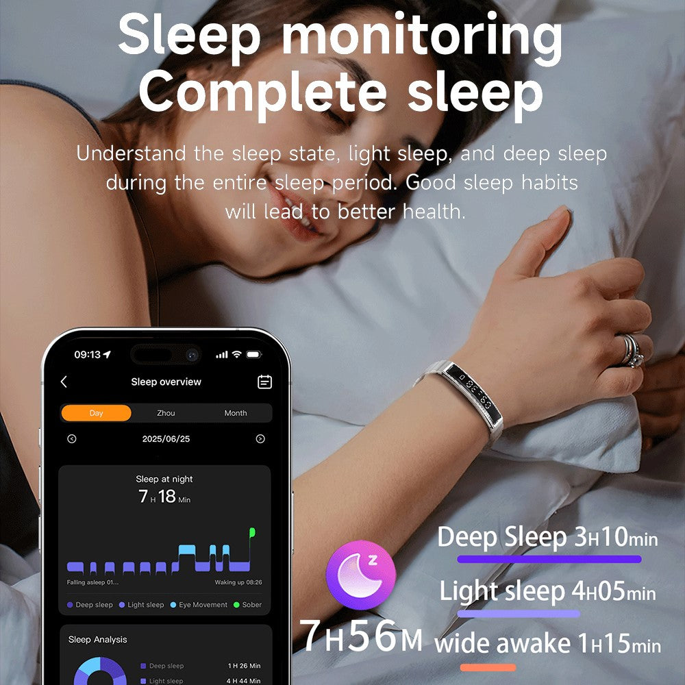 B3 Waterproof Slim Bracelet Smart Wristband for Women Health Monitor Fitness Tracker, Silicone Strap