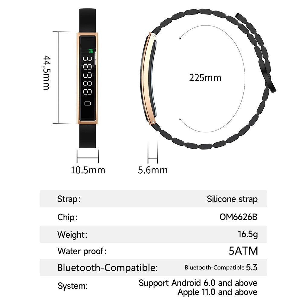 B3 Waterproof Slim Bracelet Smart Wristband for Women Health Monitor Fitness Tracker, Silicone Strap