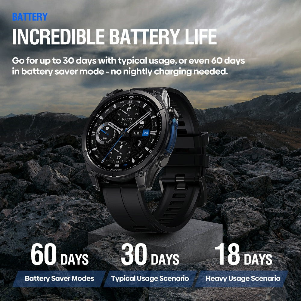 ZEBLAZE Vibe 8 1.43 Inch Smart Watch Health Monitoring Bluetooth-compatible Calling Outdoor Sports Watch with Flashlight