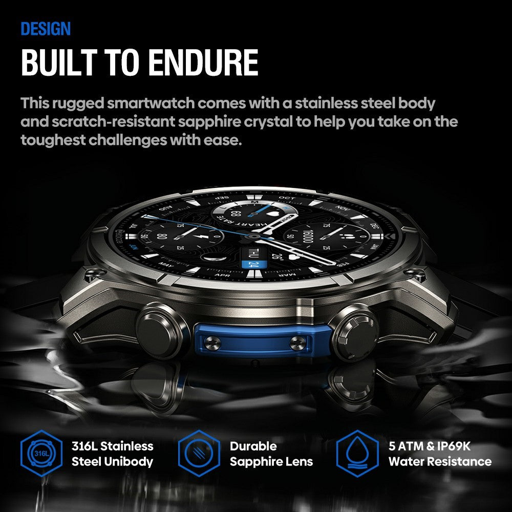 ZEBLAZE Vibe 8 1.43 Inch Smart Watch Health Monitoring Bluetooth-compatible Calling Outdoor Sports Watch with Flashlight