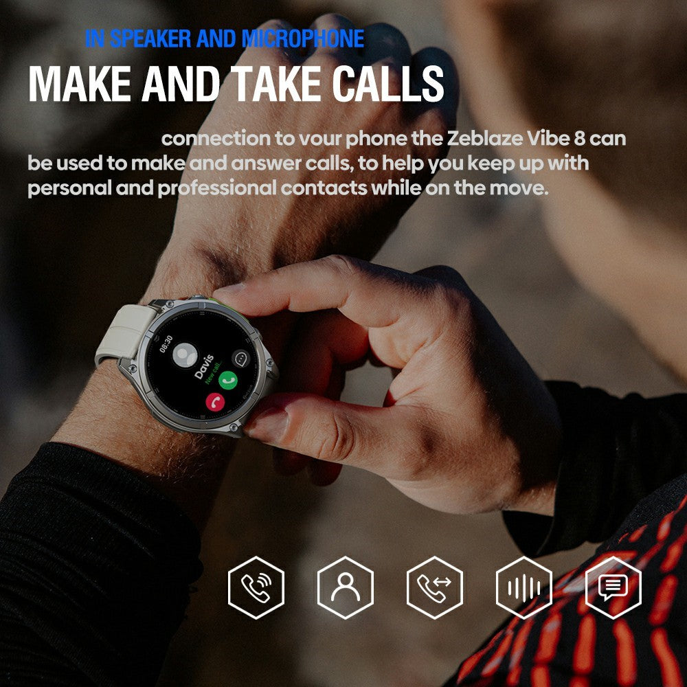 ZEBLAZE Vibe 8 1.43 Inch Smart Watch Health Monitoring Bluetooth-compatible Calling Outdoor Sports Watch with Flashlight