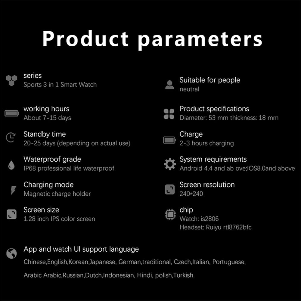 LEMFO T92 2-in-1 Smart Watch TWS Bluetooth-compatible 5.0 Earphone Face Heart Rate Blood Pressure Monitor Sports Watch