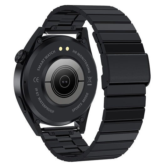 i39 1.28 inch Bluetooth-compatible Call Smart Watch Heart Rate Monitor Music Control IP67 Waterproof Fitness Bracelet, Steel Strap