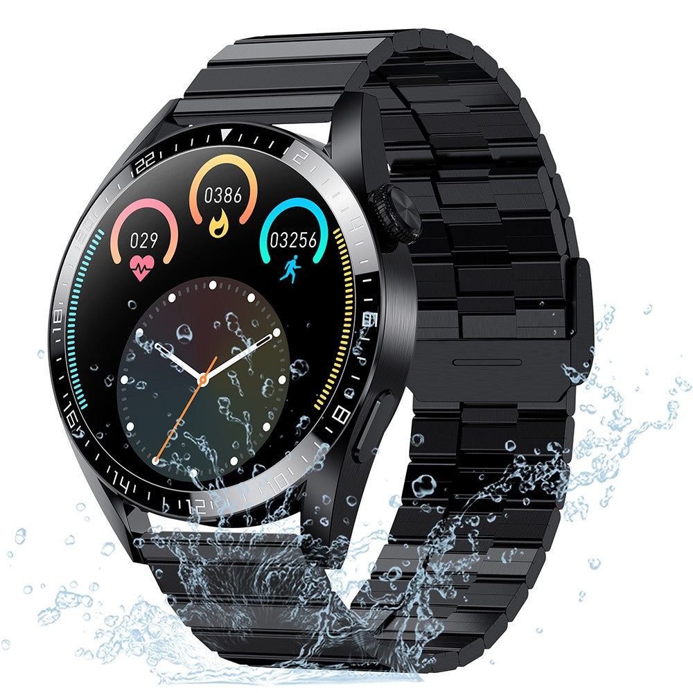 i39 1.28 inch Bluetooth-compatible Call Smart Watch Heart Rate Monitor Music Control IP67 Waterproof Fitness Bracelet, Steel Strap