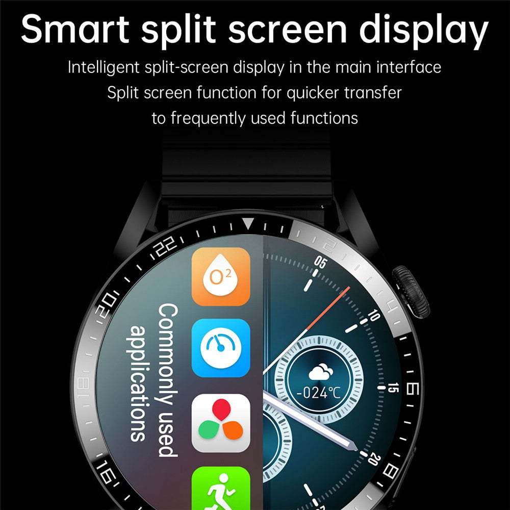 i39 1.28 inch Bluetooth-compatible Call Smart Watch Heart Rate Monitor Music Control IP67 Waterproof Fitness Bracelet, Steel Strap