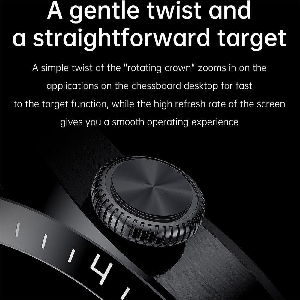 i39 1.28 inch Round Full Touch Screen Smart Watch Music Control Bluetooth-compatible Call Heart Rate Monitor Sports Wristwatch, Leather Strap