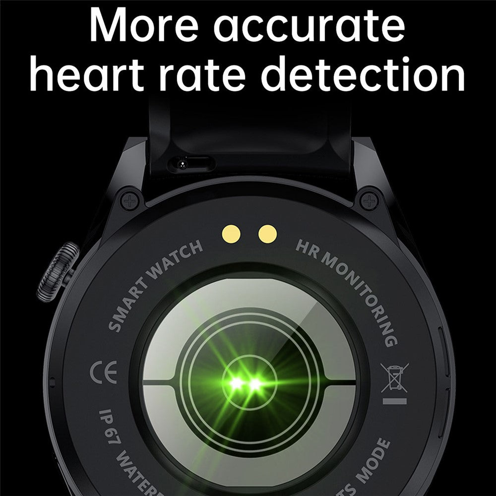 i39 1.28 inch Round Full Touch Screen Smart Watch Music Control Bluetooth-compatible Call Heart Rate Monitor Sports Wristwatch, Leather Strap