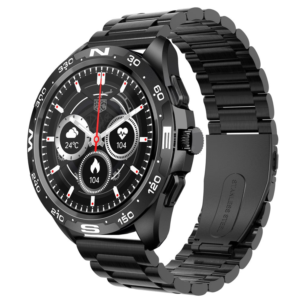 i32 IP67 Waterproof 1.32 inch Fitness Bracelet Heart Rate Blood Pressure Real-time Monitor Message Reminder Smart Watch, Steel Strap