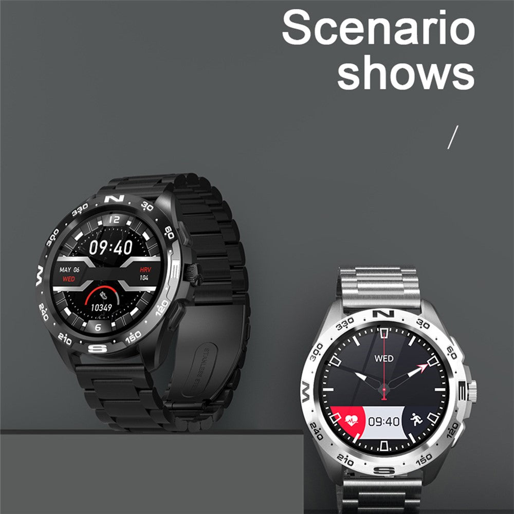 i32 IP67 Waterproof 1.32 inch Fitness Bracelet Heart Rate Blood Pressure Real-time Monitor Message Reminder Smart Watch, Steel Strap