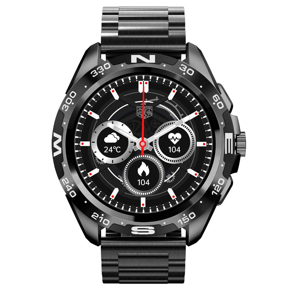 i32 IP67 Waterproof 1.32 inch Fitness Bracelet Heart Rate Blood Pressure Real-time Monitor Message Reminder Smart Watch, Steel Strap