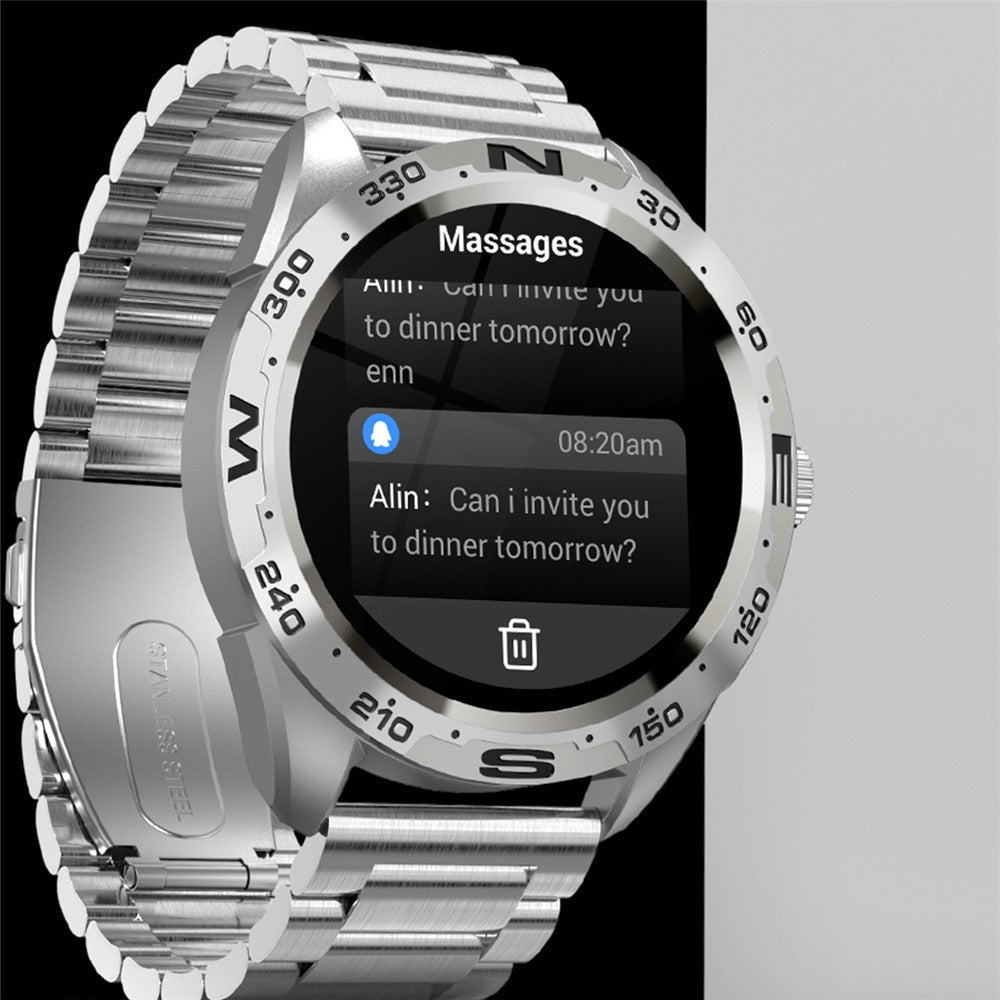 i32 IP67 Waterproof 1.32 inch Fitness Bracelet Heart Rate Blood Pressure Real-time Monitor Message Reminder Smart Watch, Steel Strap