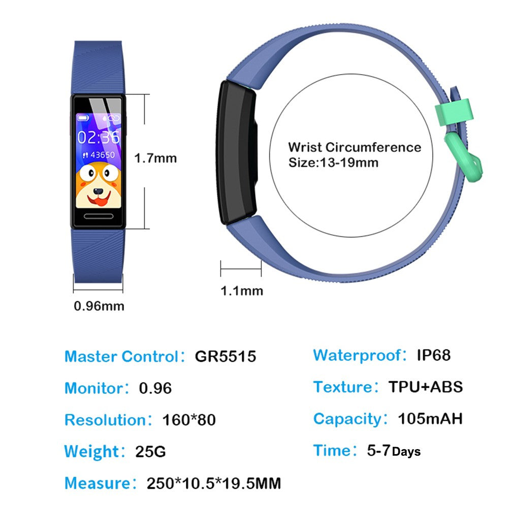 Y99C 0.96 inch Children Smart Watch IP68 Waterproof Sports Bracelet Health Monitoring Wristband