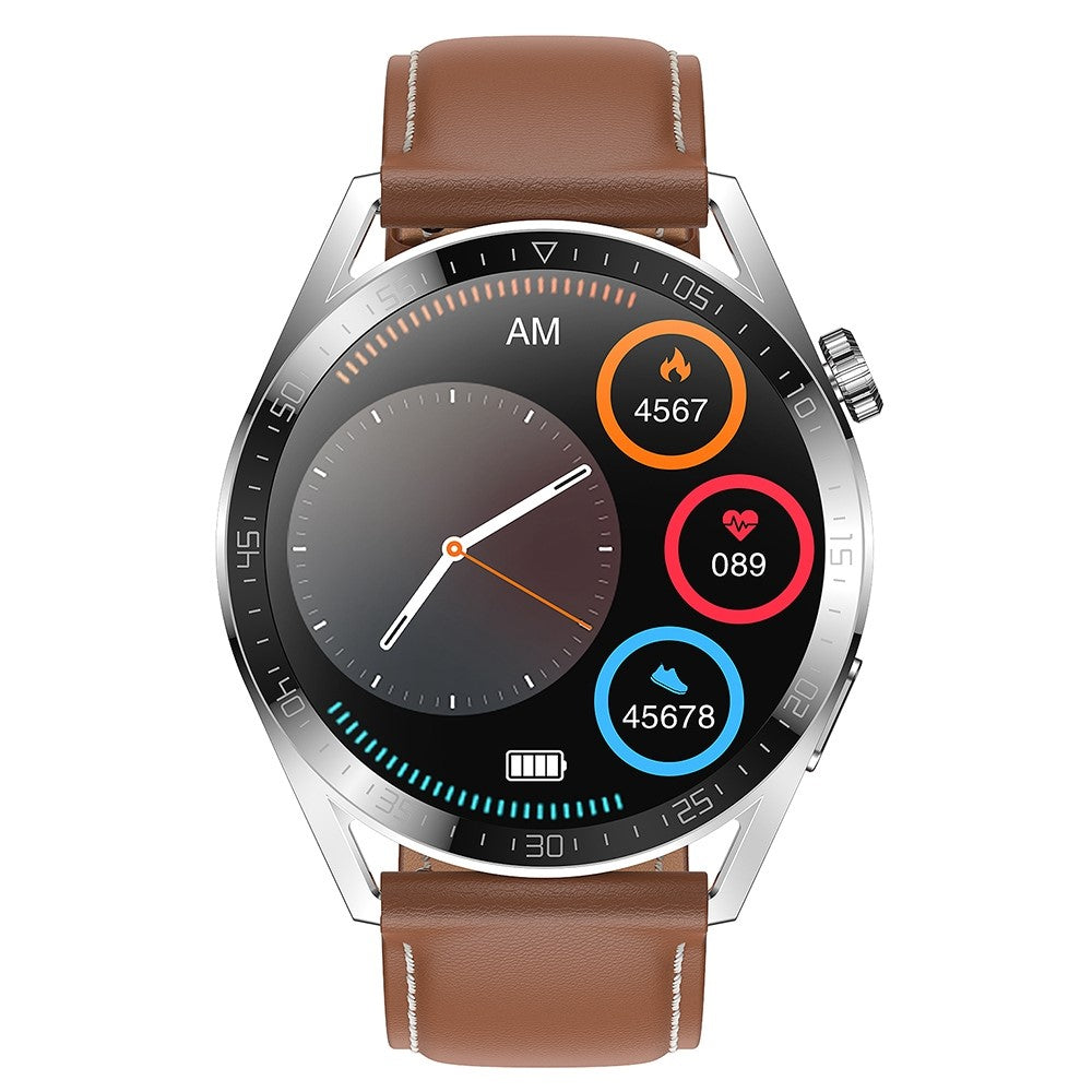 AK03Pro Smart Watch Heart Rate Monitor Fitness Tracker IP67 Waterproof Bluetooth-compatible Call Wrist Bracelet, Leather Strap