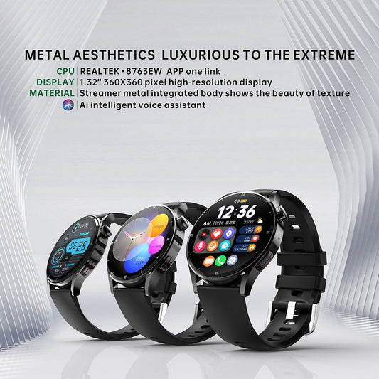 MX39 1.32" Full Touch Screen Smart Watch Bluetooth-compatible Calling Waterproof Sports Bracelet with Body Temperature, Physical Health Monitoring