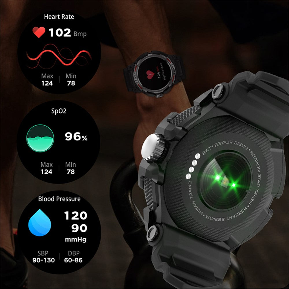 GT100 1.43" AMOLED Screen Smart Watch with TWS Headset Health Monitoring Sports Bracelet Support Bluetooth-compatible Calls, NFC