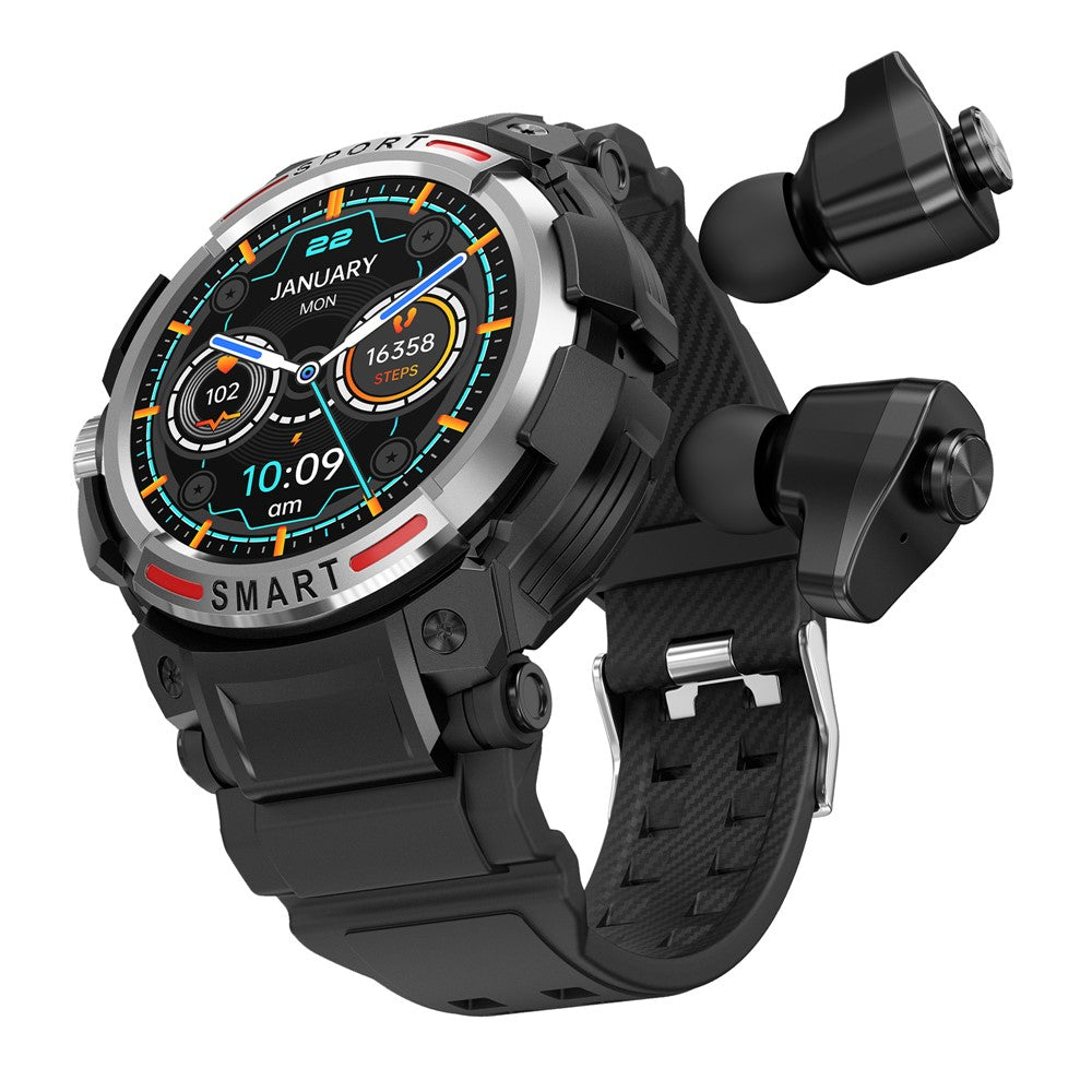 GT100 1.43" AMOLED Screen Smart Watch with TWS Headset Health Monitoring Sports Bracelet Support Bluetooth-compatible Calls, NFC