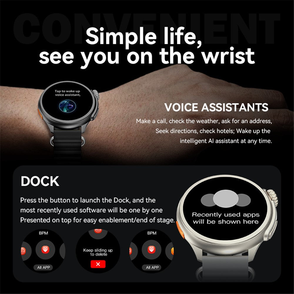 HW3ULTRA MAX Sports Wristwatch 1.52-inch Round Screen Heart Rate Monitor NFC Smart Watch