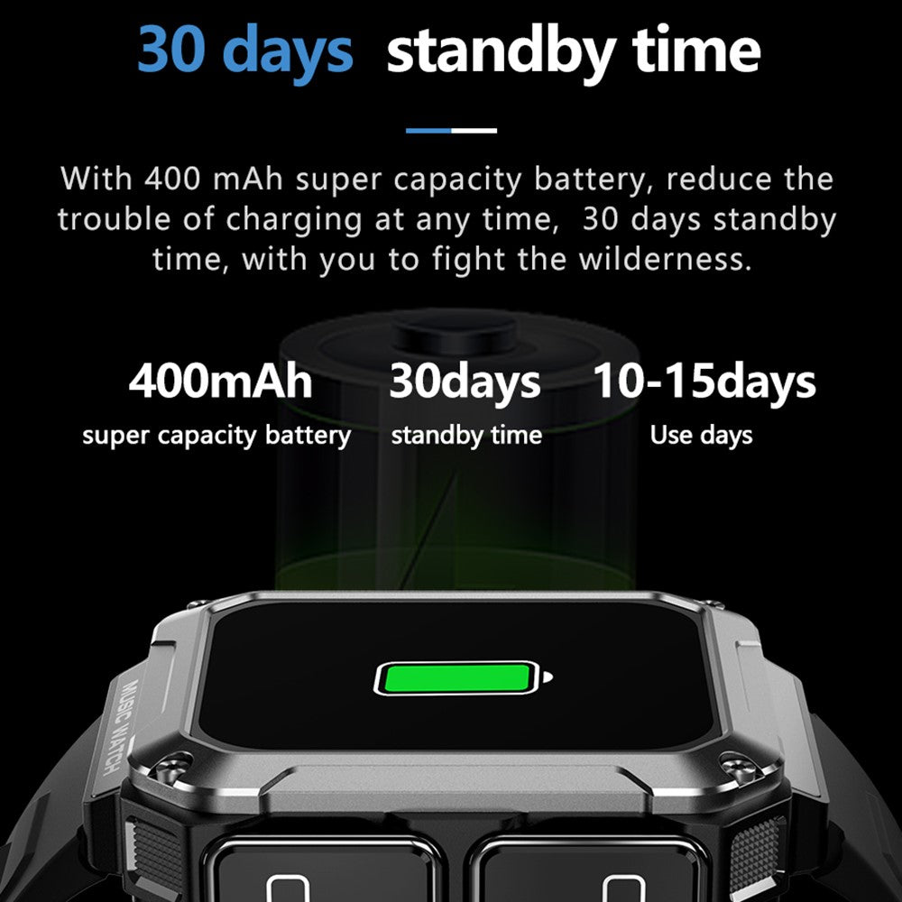T93 Military Grade 1.96" HD Screen Sports Watch Local Music 4G Recording Bluetooth-compatible Call Smart Bracelet with Headset