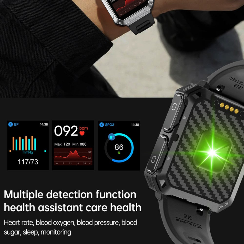 T93 Military Grade 1.96" HD Screen Sports Watch Local Music 4G Recording Bluetooth-compatible Call Smart Bracelet with Headset
