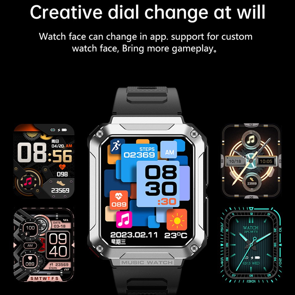 T93 Military Grade 1.96" HD Screen Sports Watch Local Music 4G Recording Bluetooth-compatible Call Smart Bracelet with Headset