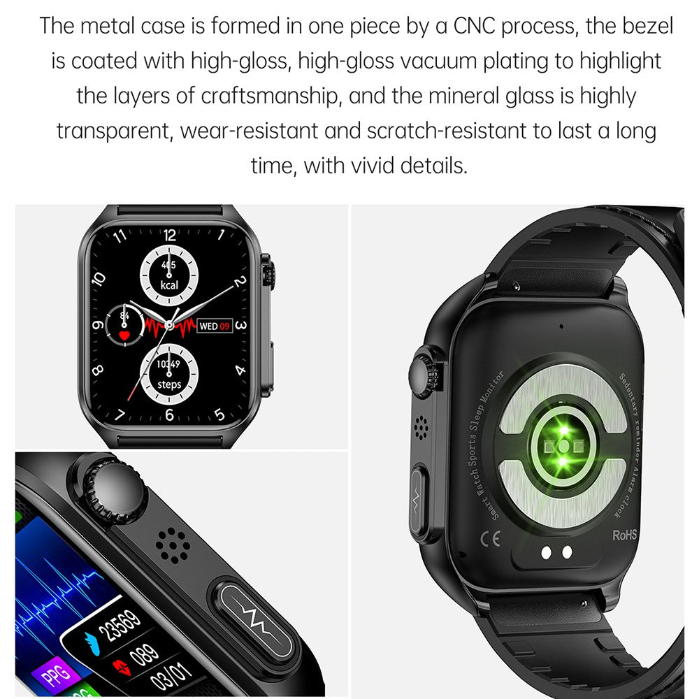 TK12 1.96" ECG + PPG Smart Watch Bluetooth-compatible Call Fitness Bracelet Support Multi-Exercise Mode