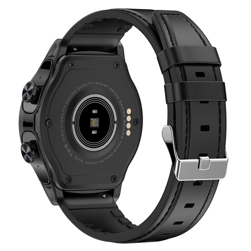 GT66 2-in-1 Leather Strap Smart Watch with TWS Bluetooth-compatible Headset Fitness Tracker Earbuds Combo