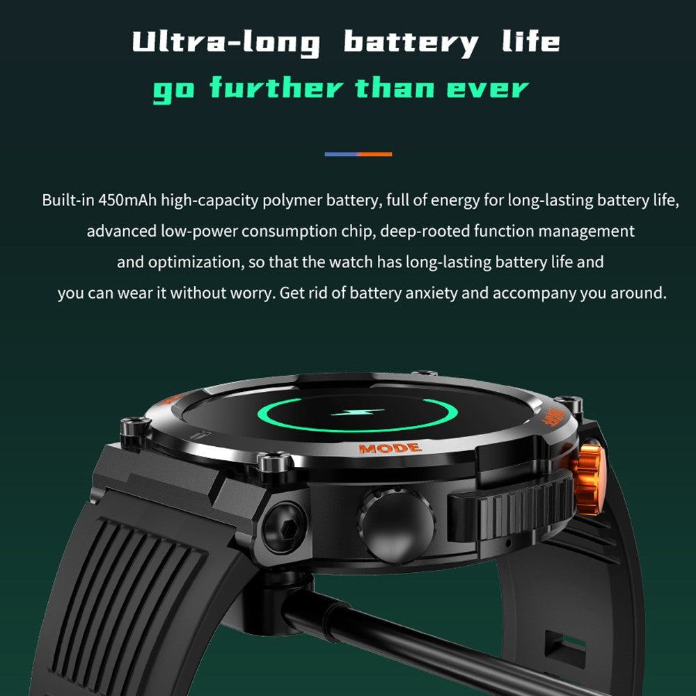 HT17 Smart Watch 1.46" HD Screen Waterproof Activity Tracker Bracelet with LED Flashlight Heart Rate Sleep Monitor