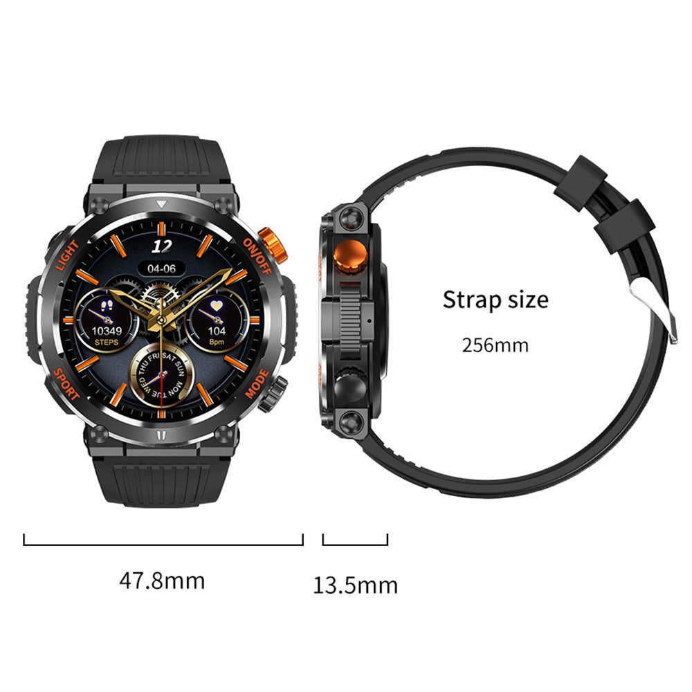 HT17 Smart Watch 1.46" HD Screen Waterproof Activity Tracker Bracelet with LED Flashlight Heart Rate Sleep Monitor