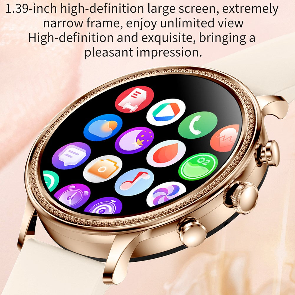 V60 1.39" Full Touch Screen Fossil Smart Watch Waterproof Silicone Strap Women Bluetooth-compatible Call Bracelet with Heart Rate Sleep Monitor