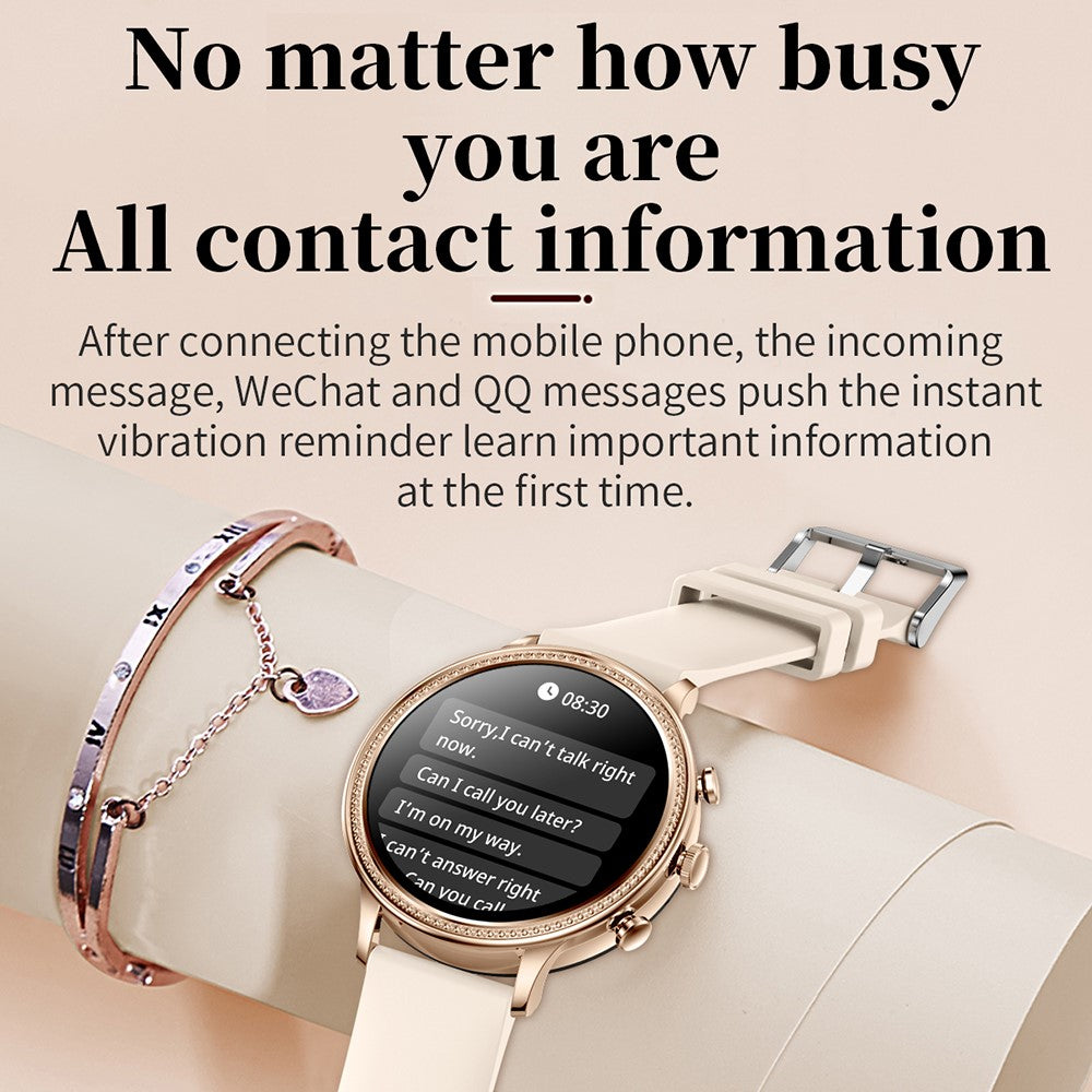 V60 1.39" Full Touch Screen Fossil Smart Watch Waterproof Silicone Strap Women Bluetooth-compatible Call Bracelet with Heart Rate Sleep Monitor
