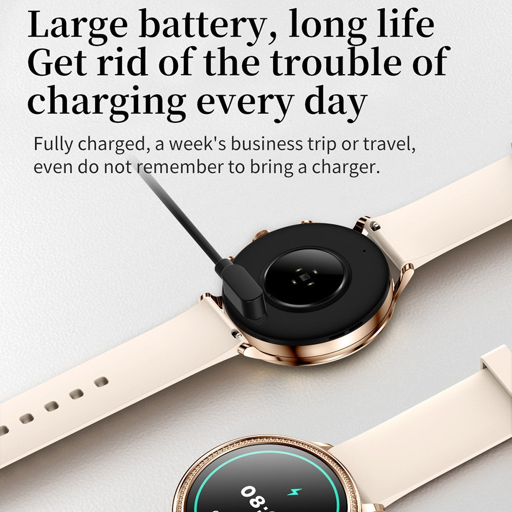 V60 1.39" Full Touch Screen Fossil Smart Watch Waterproof Silicone Strap Women Bluetooth-compatible Call Bracelet with Heart Rate Sleep Monitor