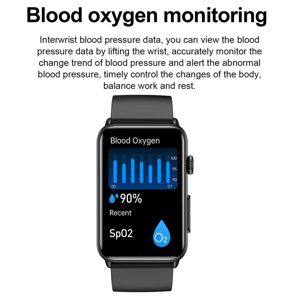 ET620 1.57 inch Electric Watch with ECG Temperature Heart Rate Monitoring Bluetooth-compatible Talk IP67 Waterproof Smart Bracelet, TPU Strap
