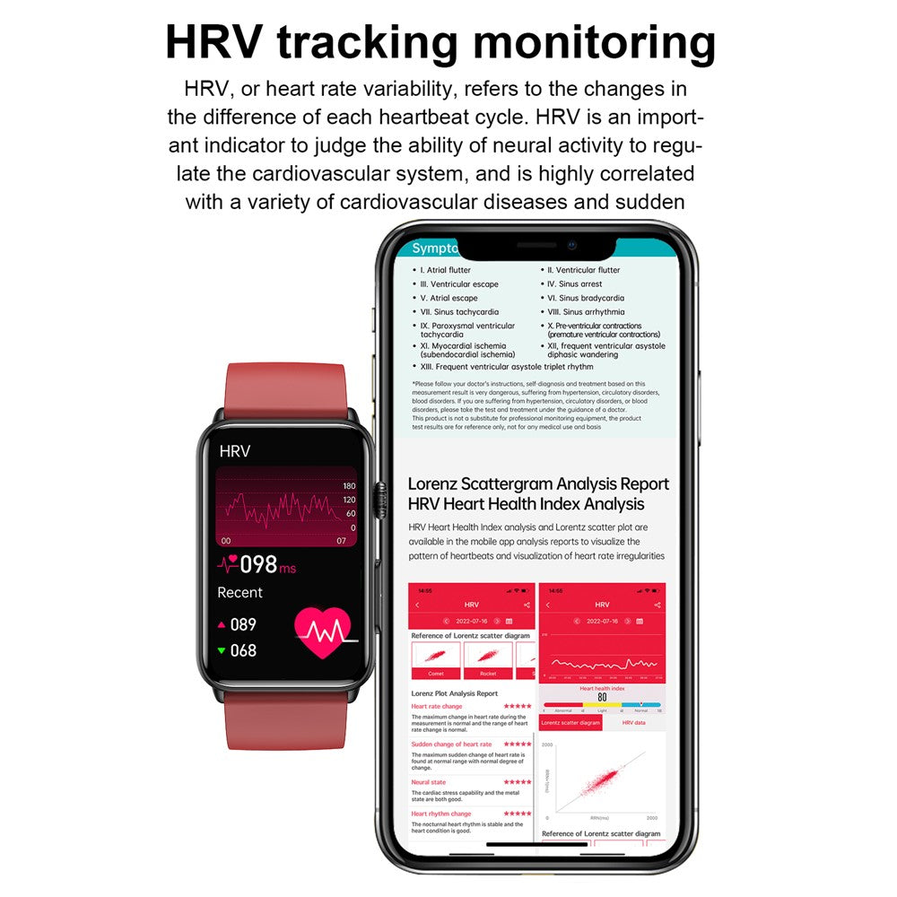 ET620 1.57 inch Electric Watch with ECG Temperature Heart Rate Monitoring Bluetooth-compatible Talk IP67 Waterproof Smart Bracelet, TPU Strap