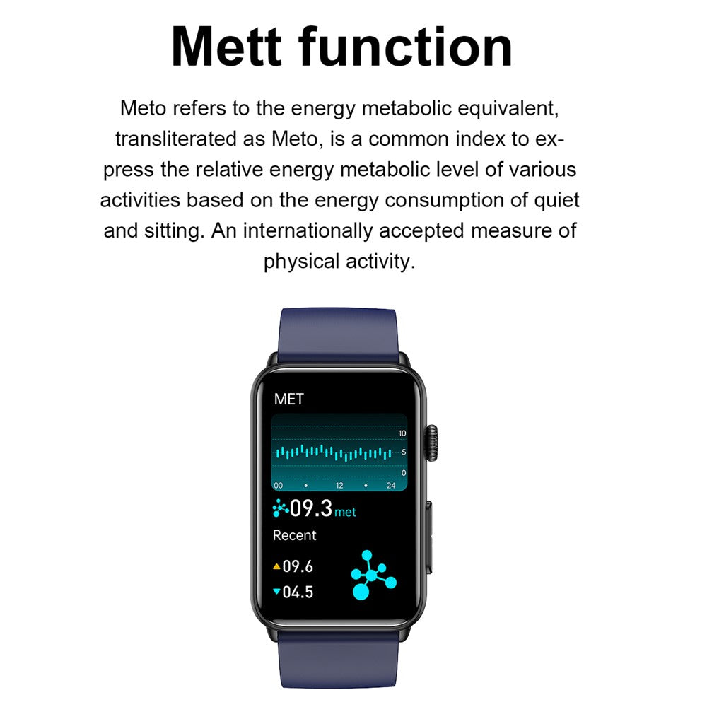 ET620 1.57 inch Electric Watch with ECG Temperature Heart Rate Monitoring Bluetooth-compatible Talk IP67 Waterproof Smart Bracelet, TPU Strap