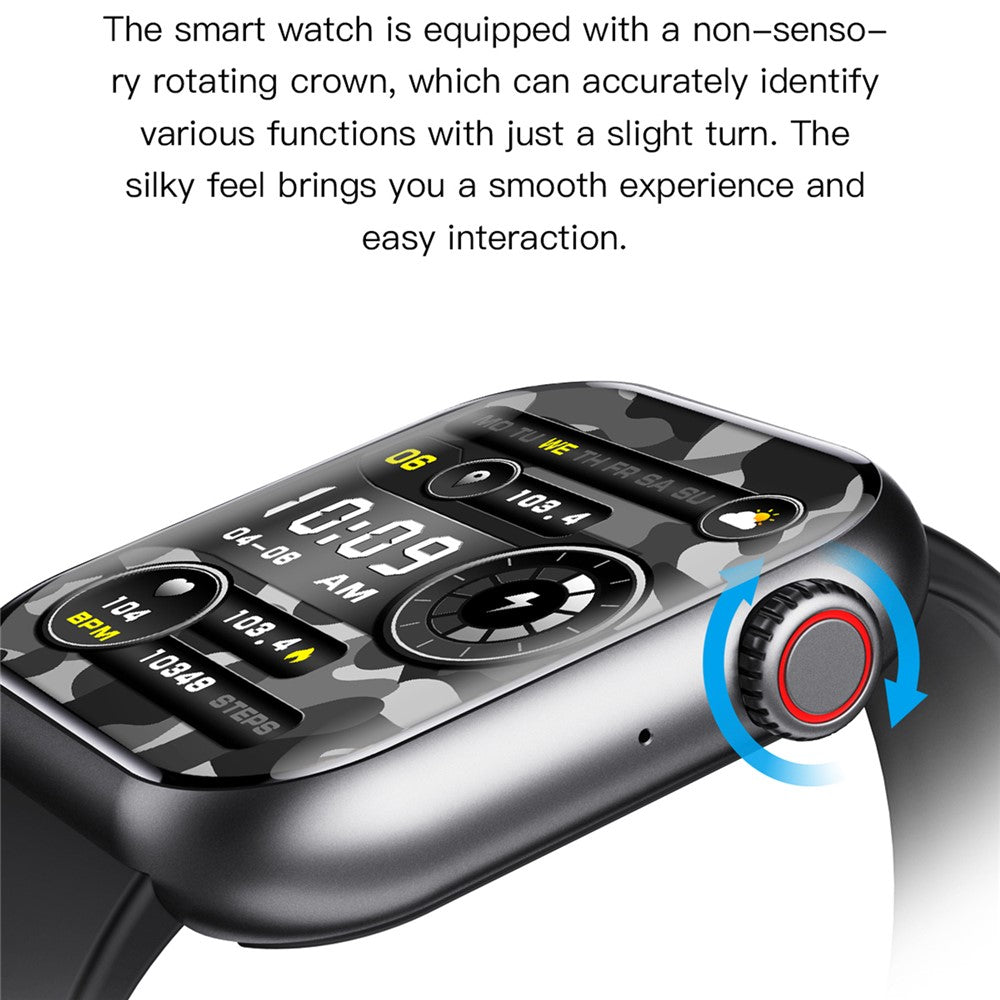 F108 1.91-inch Square Screen Bluetooth-compatible Call Sports Bracelet Heart Rate Monitor Smart Watch, Silicone Strap
