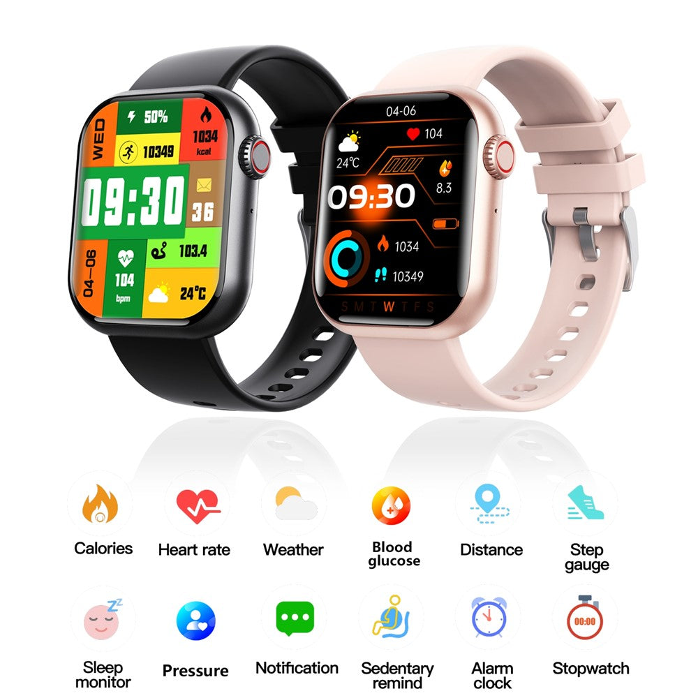 F108 1.91-inch Square Screen Bluetooth-compatible Call Sports Bracelet Heart Rate Monitor Smart Watch, Silicone Strap