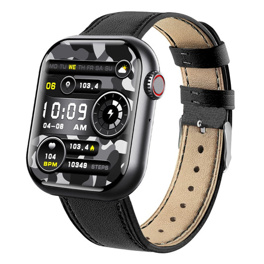 F108 Multiple Sport Modes Bracelet Bluetooth-compatible Call Heart Rate Monitor Smart Watch, Leather Strap