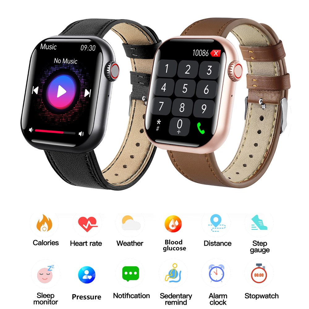 F108 Multiple Sport Modes Bracelet Bluetooth-compatible Call Heart Rate Monitor Smart Watch, Leather Strap