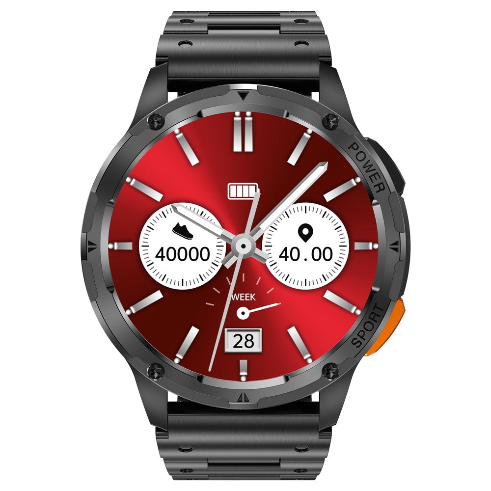 AK59 1.43-inch AMOLED Screen Sports Wristband Heart Rate Blood Oxygen Monitor Smart Watch, Steel Strap