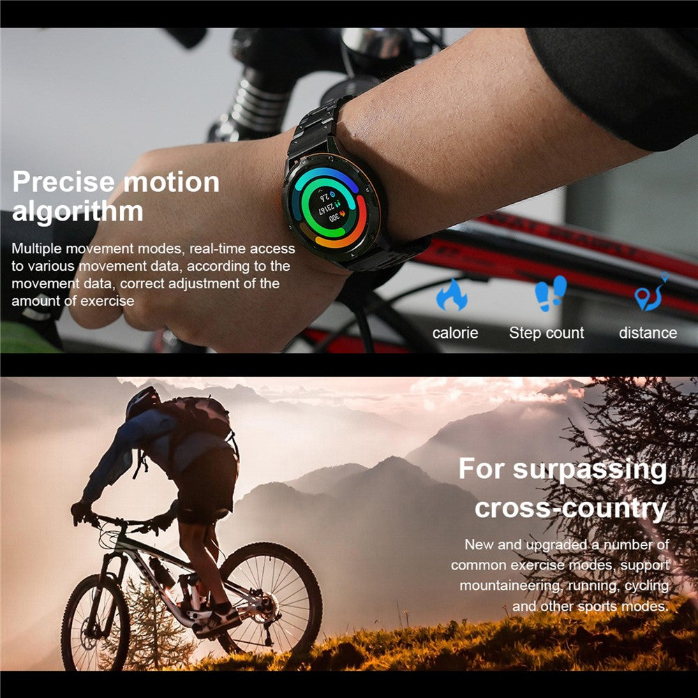 AK59 1.43-inch AMOLED Screen Sports Wristband Heart Rate Blood Oxygen Monitor Smart Watch, Steel Strap