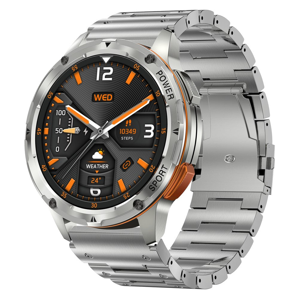 AK59 1.43-inch AMOLED Screen Sports Wristband Heart Rate Blood Oxygen Monitor Smart Watch, Steel Strap