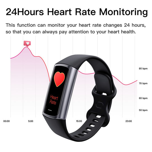C68L 0.96" Smart Watch with Heart Rate, Temperature Monitoring Message Push Pedometer Sports Bracelet