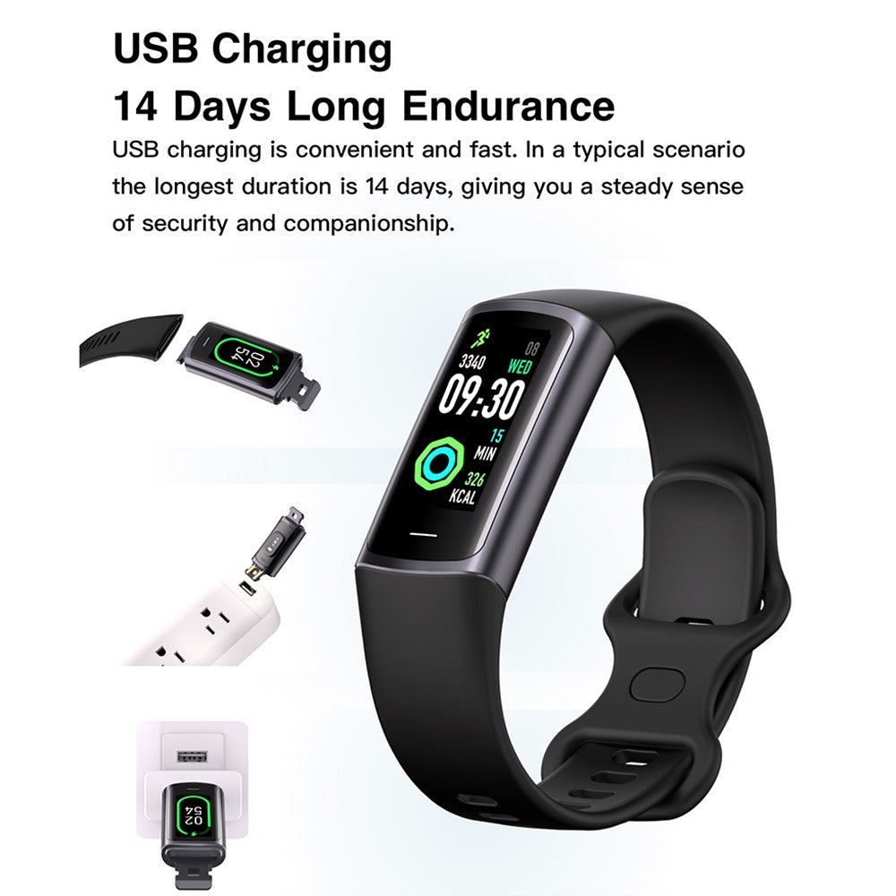 C68L 0.96" Smart Watch with Heart Rate, Temperature Monitoring Message Push Pedometer Sports Bracelet